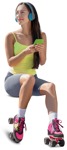 Woman with a smartphone sitting people png (9013) - miniature