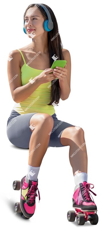 Woman with a smartphone sitting people png (8857)