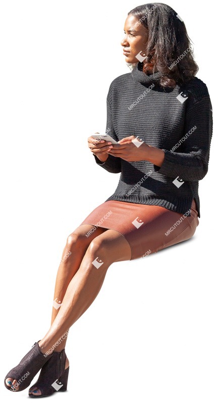 Woman with a smartphone sitting png people (9528)