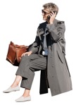 Woman with a smartphone sitting people png (11529) - miniature