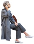 Woman with a smartphone sitting people png (11533) - miniature