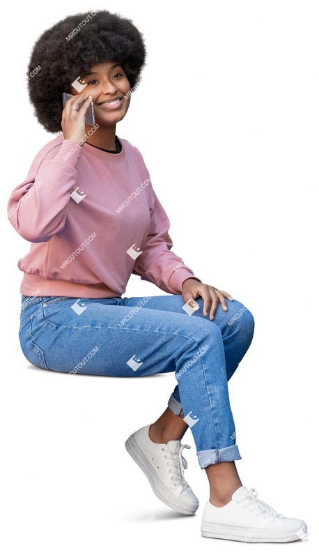 Woman with a smartphone sitting photoshop people (12876)