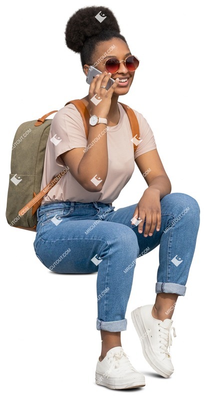 Woman with a smartphone sitting people png (12447)