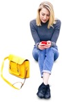 Woman with a smartphone sitting human png (3137) - miniature