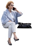 Woman with a smartphone sitting people png (11703) - miniature