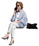 Woman with a smartphone sitting people png (13424) | MrCutout.com - miniature
