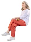 Woman with a smartphone sitting people png (13815) - miniature