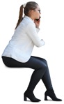 Woman with a smartphone sitting person png (14167) - miniature