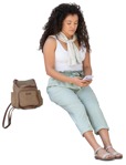 Woman with a smartphone sitting  (13807) - miniature