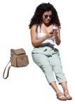 Woman with a smartphone sitting human png (14940) | MrCutout.com - miniature