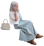 Woman with a smartphone sitting person png (15164) | MrCutout.com - miniature