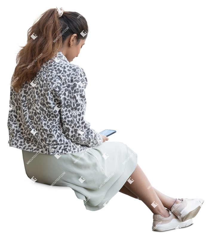 Woman with a smartphone sitting entourage people (17044)