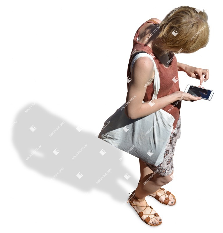 Woman with a smartphone standing people png (2283)