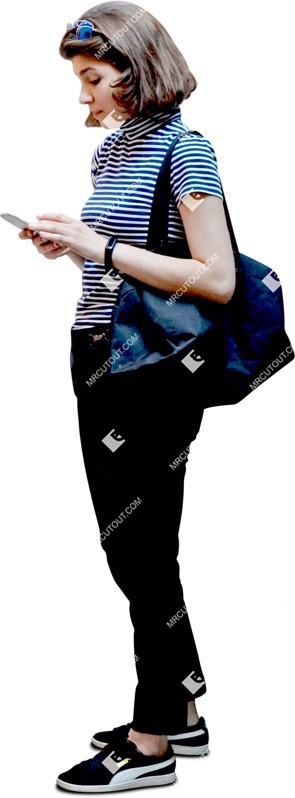 Woman with a smartphone standing entourage people (6474)