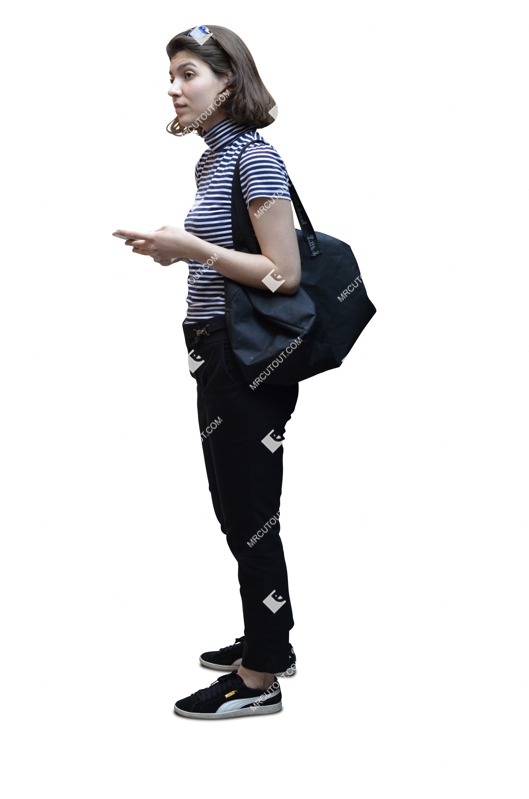 Woman with a smartphone standing human png (6981)