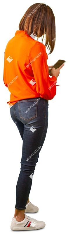 Woman with a smartphone standing people png (8679)