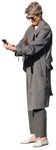 Woman with a smartphone standing people cutouts (11685) | MrCutout.com - miniature