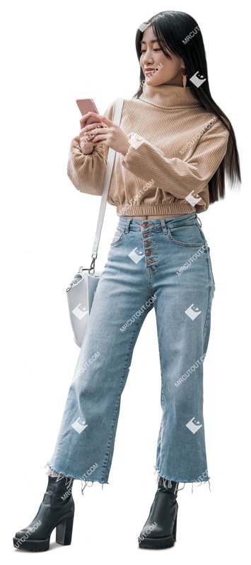 Woman with a smartphone standing people png (13507)