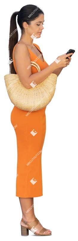 Woman with a smartphone standing people png (14090)