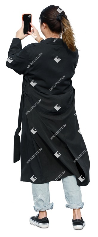 Woman with a smartphone standing people png (16702)