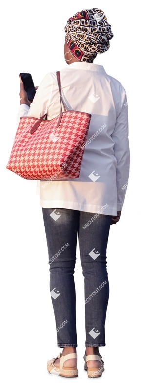 Woman with a smartphone standing cut out people (19370)