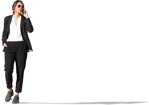 Woman with a smartphone walking people png (5490) - miniature