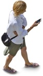 Woman with a smartphone walking people png (3706) - miniature