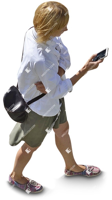 Woman with a smartphone walking people png (3848)