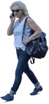 Woman with a smartphone walking person png (3965) - miniature