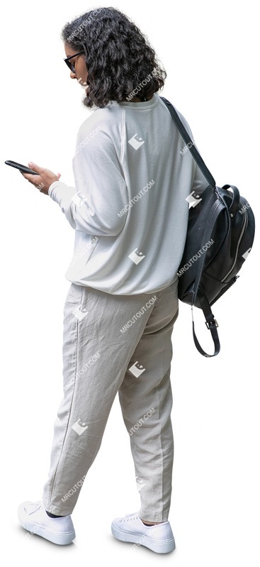 Woman with a smartphone walking people png (9711)