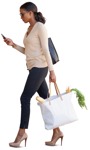 Woman with a smartphone walking cut out pictures (10179) - miniature