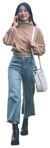 Woman with a smartphone walking people png (12814) | MrCutout.com - miniature