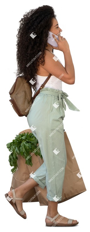 Woman with a smartphone walking people png (14949)