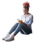 Woman with a smartphone writing png people (8451) - miniature