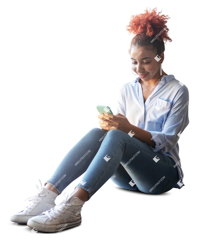Woman with a smartphone writing png people (8166)