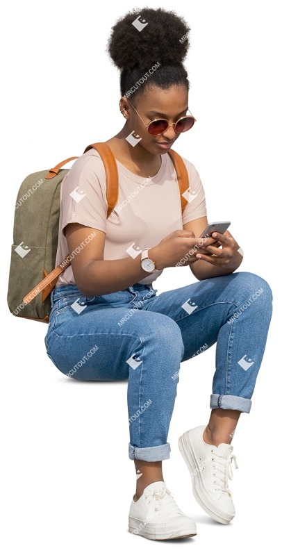 Woman with a smartphone writing human png (11926)