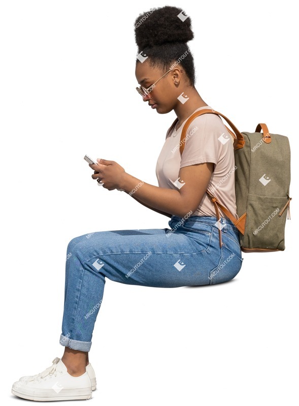 Woman with a smartphone writing human png (11925)