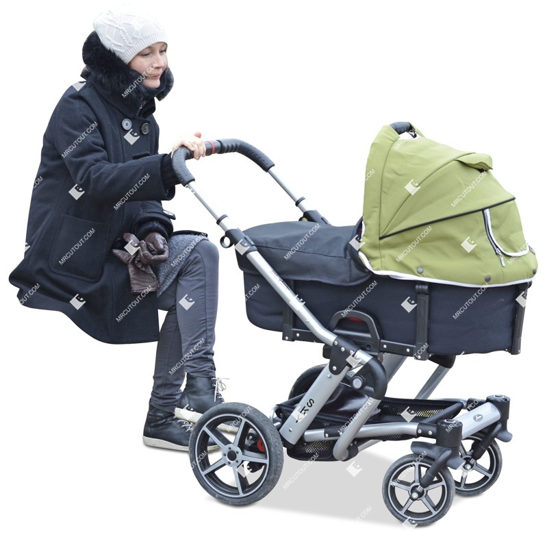 Woman with a stroller sitting people png (2458)