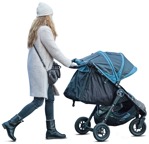 Woman with a stroller walking people png (2401) - miniature