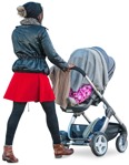 Woman with a stroller walking  (2796) - miniature