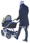 Woman with a stroller walking cut out people (2473) - miniature