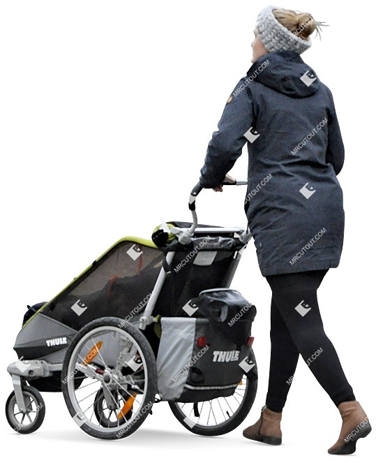 Woman with a stroller walking people png (3664)