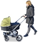 Woman with a stroller walking  (2939) - miniature
