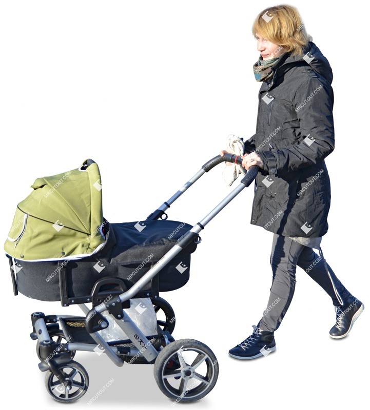 Woman with a stroller walking people png (2939)