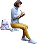 Woman writing people png (6612) - miniature